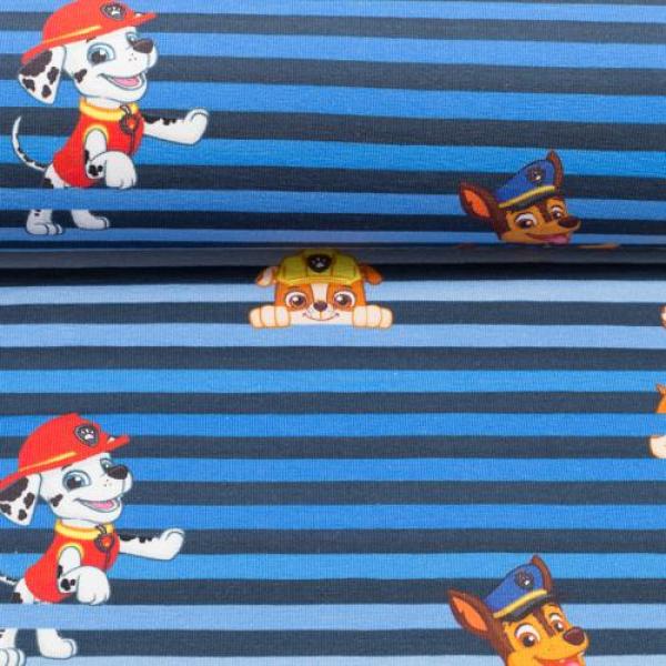 Jersey Digital Druck Paw Patrol auf Streifen Blau